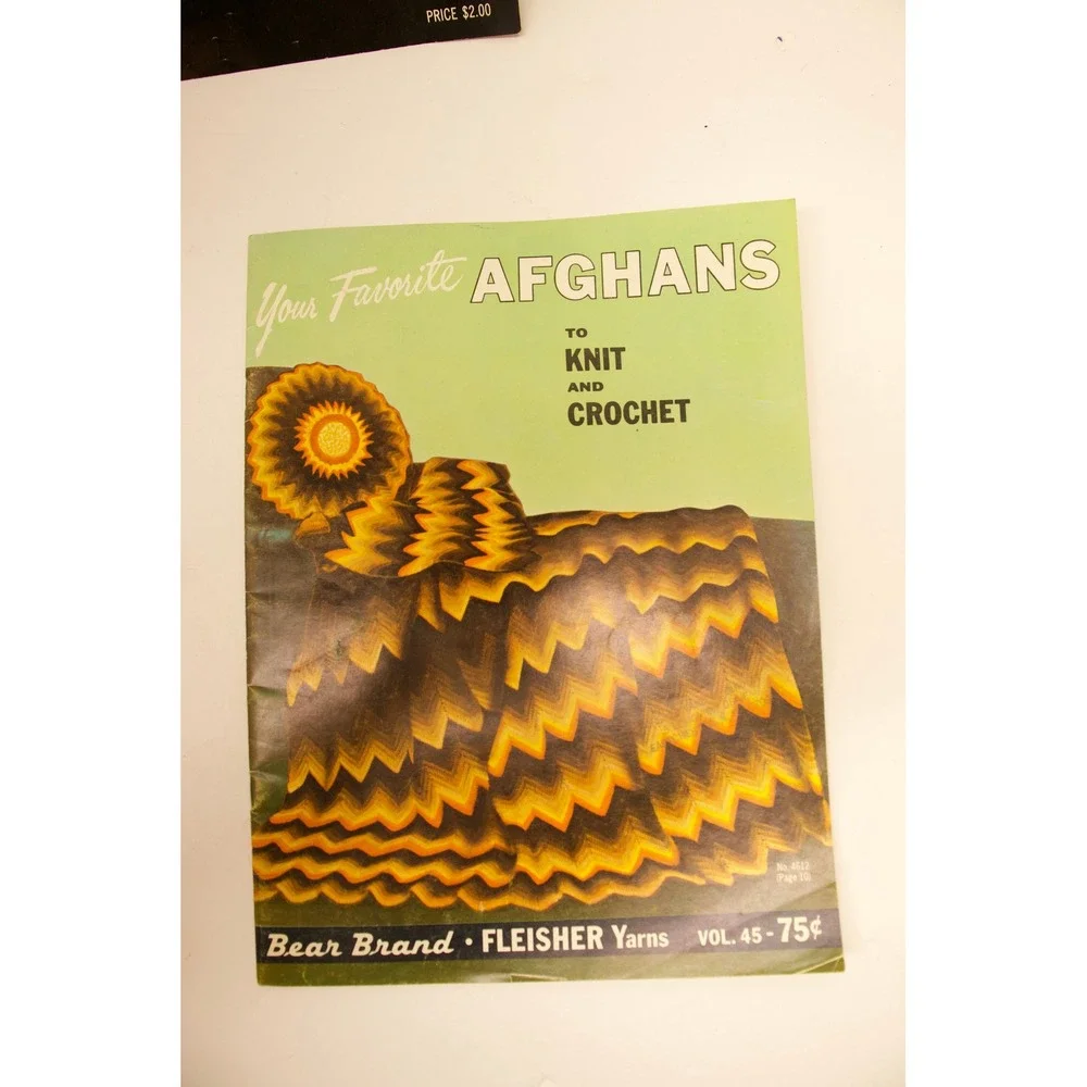 7 Vintage Afghan Crochet & Knitting Pattern Books Bernat McCall's Leisure Arts